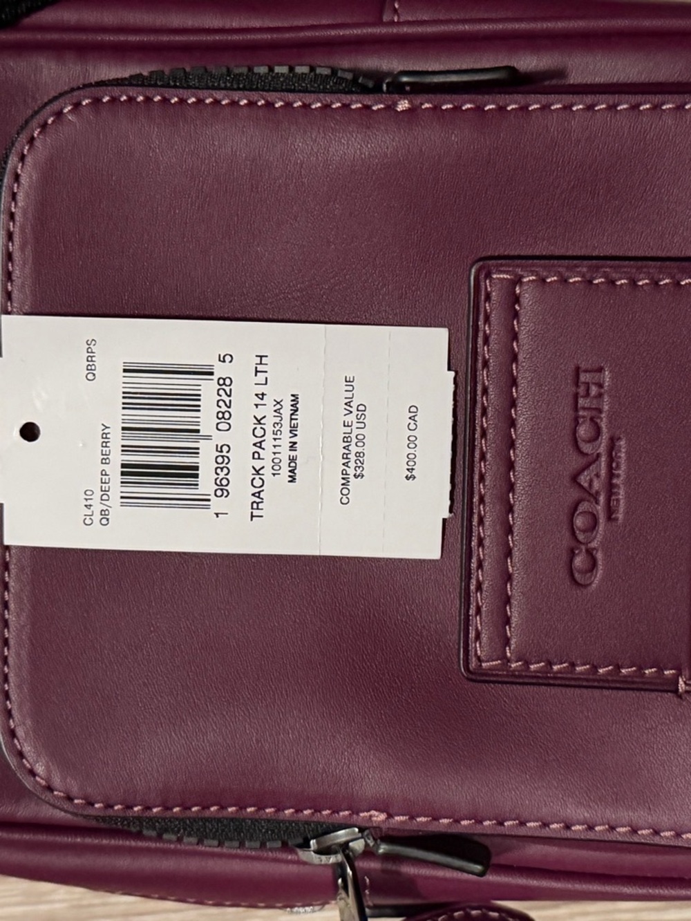Coach Maroon Leather Sling Bag with Black Logo Strap - Picture 2 of 9